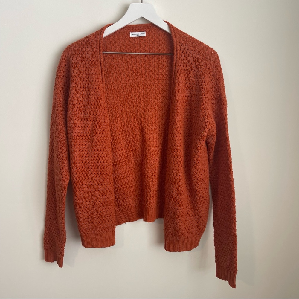 Jacqueline De Yong orange knit cardigan sweater size small